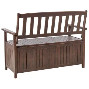 Garden Bench with Cushion SOVANA with Storage Acacia Wood Red