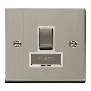 Stainless Steel 13A Fused Ingot Connection Unit Switched - White Trim - SE Home