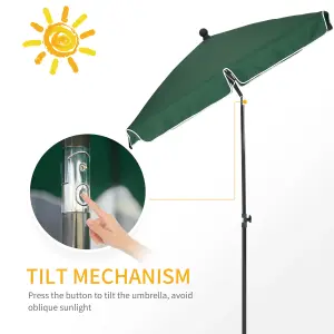 Outsunny Aluminium Sun Umbrella Parasol Patio Rectangular 2M x 1.3M Green