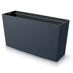 URBNLIVING Width 77cm Anthracite Colour Elegance Rectangular Medium Flower Planter Pot Garden Trough Case with Insert