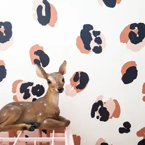 Roomblush Nursery Leopard Spots 4 Lane Repeatable Wallpaper Mural 200 x 285cm, Coral Beige