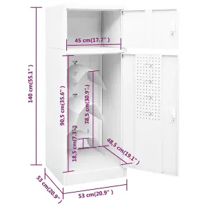 Berkfield Saddle Cabinet White 53x53x140 cm Steel