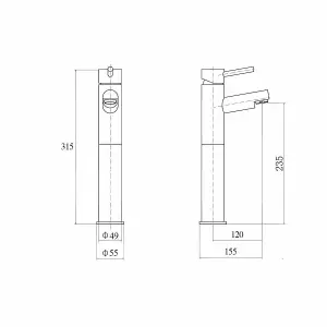 Nes Home Febia Tall Basin Mixer Tap Chrome