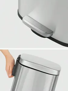 SONGMICS Kitchen Bin 30L, Pedal Bin, Rubbish Bin With Soft-Close Lid And Inner Bucket, Steel, White