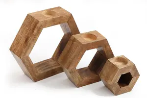 Set of Three Hexagon Tealight Holders 20cm