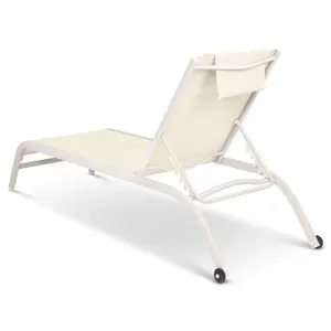 Bali Metal Reclining Sun Lounger Cream Set of 2