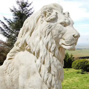 Pair of Giant White Porto Lions