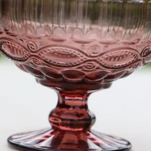 Set of 4 Vintage Pink Glass Trifle Bowl and Dessert Bowls