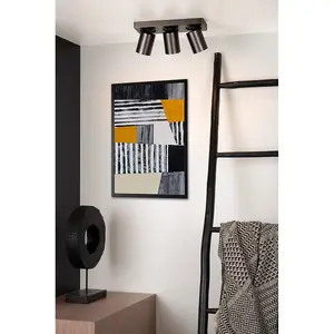 Lucide Nigel Modern Ceiling Spotlight Bar - LED Dim to warm - GU10 - 3x5W 2200K/3000K - Black Steel