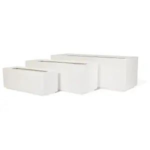 Primrose Fibreglass Trough Gloss Planter in White 90cm