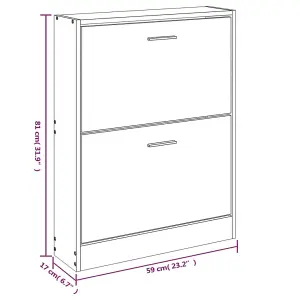 Berkfield Shoe Cabinet Grey Sonoma 59x17x81 cm Engineered Wood