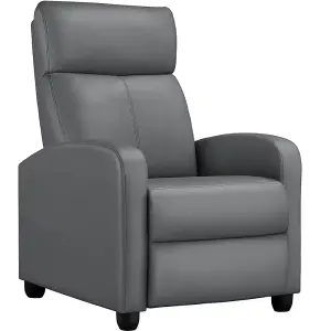 Yaheetech Grey PU Leather Recliner Chair with Pocket