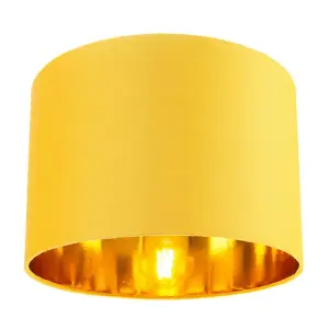 Contemporary Ochre Cotton 10 Table/Pendant Lamp Shade with Shiny Gold Inner