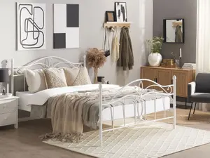 Metal EU Double Size Bed White ANTLIA