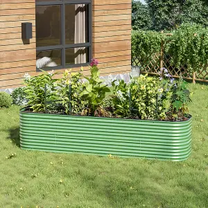 320cm W Oval-Shaped Galvanized Steel Raised Garden Bed Outdoor Use Only, Light Green