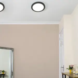 Litecraft Satin Black Magnetic Bezel For 18W Darly Bathroom Flush Ceiling Light