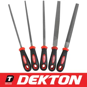 Dekton 5Pc 200mm Soft Grip Assorted Engineer Metal File Set Heavy Duty Anti Slip