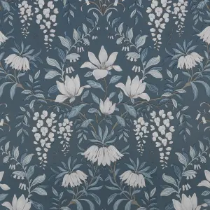 Laura Ashley Parterre Dark seaspray Damask Smooth Wallpaper Sample