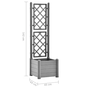 Berkfield Garden Planter with Trellis 43x43x142 cm PP Stone Grey