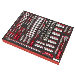 Sealey Tool Tray with Socket Set 91pc 1/4", 3/8" & 1/2"Sq Drive TBTP02