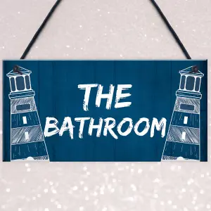 THE BATHROOM Sign Nautical Theme Toilet Loo Bathroom Sign Beach Theme