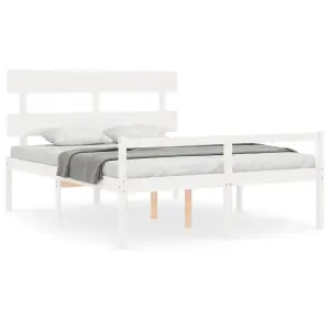 Berkfield Bed Frame with Headboard White 160x200 cm Solid Wood