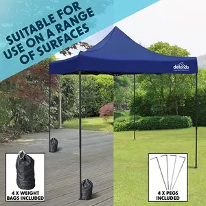 Durable 3x3m Blue Pop-Up Gazebo with Water-Resistant Canopy for Outdoor Events