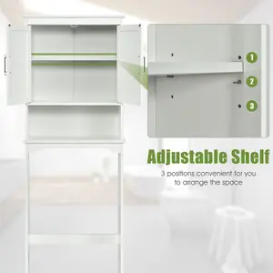 COSTWAY Over the Toilet Storage Cabinet Bathroom Organizer w/ 2 Doors