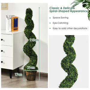 Costway 2 Pack 115cm Artificial Spiral Boxwood Topiary Tree Indoor Outdoor Decor