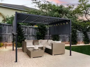 Pergola With LED Lights Dark Grey PARGA