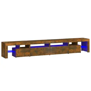 Berkfield TV Cabinet with LED Lights Smoked Oak 260x36.5x40 cm