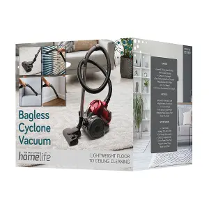 HomeLife 800w Bagless Corded Cyclone Vacuum - Red