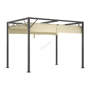 BIRCHTREE 3x2M PE Canopy Pergola Steel Frame Adjust Shade Pergola Shelter Backyard Beige