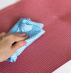 Wipe Clean Woven Oval Placemats Mineral Red Set of 4 29cm x 44cm