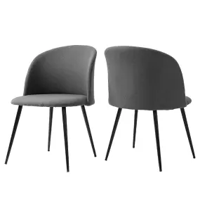 Hallowood Furniture Pair of Fabric Dining Chair with Metal Legs - Dark Grey