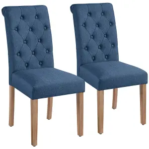 Yaheetech Set of 2 Blue Upholstered Dining Chairs Classic Fabric Chairs with High Back