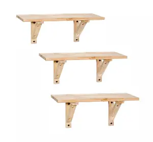 Pack of 3 x 435mm Decorative Pine Shelves (Shelf Kit)