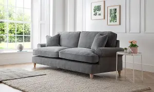 Sofas Express Mumbles Charcoal Grey Scroll Manhattan 3 Seater Sofa