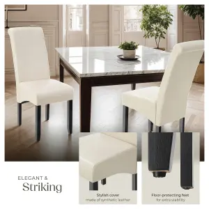 Dining Chair - ergonomic seat shape, high backrest, padded, faux leather - cream