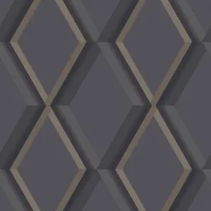 GDUK Geometric Cornus Textured Wallpaper, Black Gold