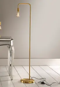 Caitlin Industrial Satin Brass Floor Lamp (Yellow Gold)