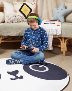 Kids Rug 120 cm White and Black PANDA