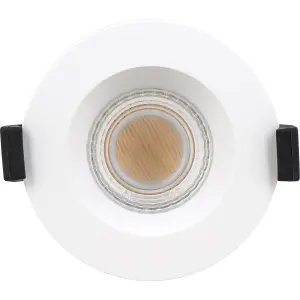 Luceco FType Mk2 Matt White Fixed LED Fire-rated Warm white Downlight 6W IP65, Pack of 6