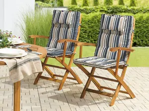 Set of 2 Garden Chairs with Cushions MAUI Acacia Wood Multicolour