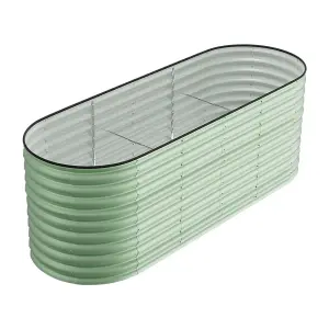 240cm W Light Green Oval-Shaped Galvanized Steel Raised Garden Bed Outdoor Use Only