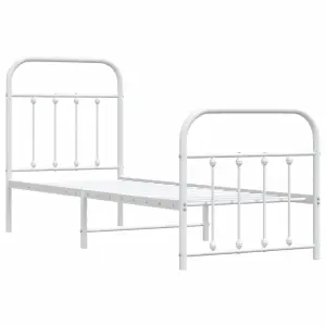 Berkfield Metal Bed Frame with Headboard and Footboard White 75x190 cm