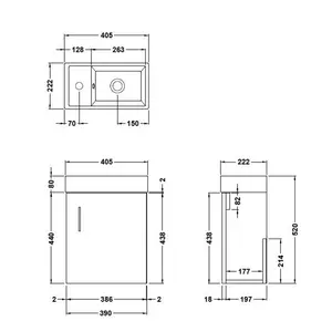 Vault 400mm Single Bathroom Vanity with Integrated Vitreous China Basin Charcoal Black