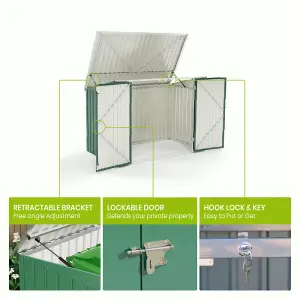 Steel Garden Storage Shed Pent Tool Shed Bicycle Storage Shed Green with Locking System, Green