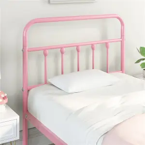 Yaheetech Pink 3ft Single Vintage Metal Bed Frame with High Headboard and Footboard