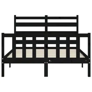 Berkfield Bed Frame with Headboard Black 120x200 cm Solid Wood